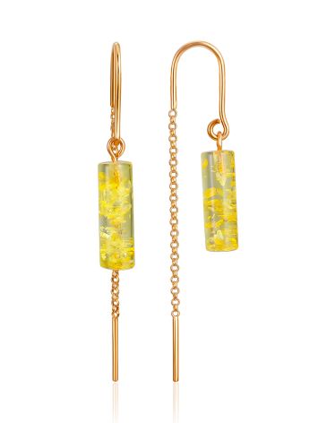 Gilded Threader Earrings With Lemon Amber, image 