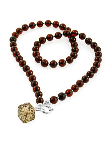 Designer Amber Beads With Geometric Pendant, image , picture 3