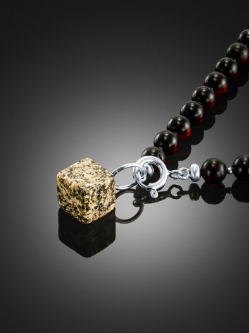 Designer Amber Beads With Geometric Pendant, image , picture 2