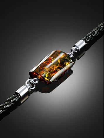 Designer Unisex Bracelet With Natural Amber Centerstone, image , picture 2