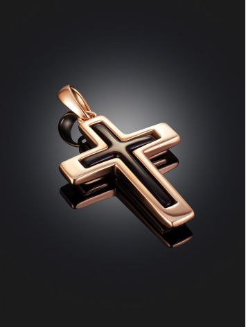 Laconic Design Cross Pendant With Amber, image , picture 2