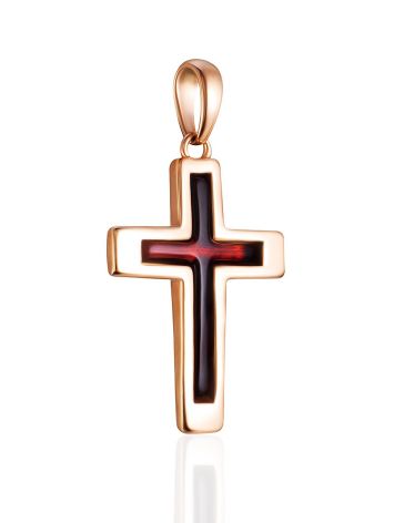 Laconic Design Cross Pendant With Amber, image , picture 4