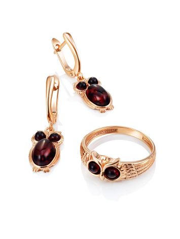 Stylish Amber Owl Motif Earrings, image , picture 4