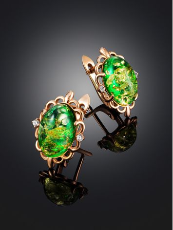 Bright Green Amber Earrings, image , picture 2