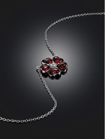 Chain Necklace With Amber Flower Pendant, image , picture 2