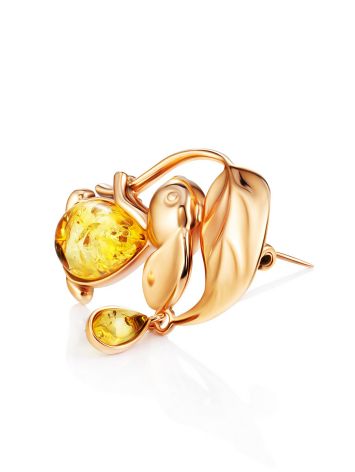 Cute Gilded Rabbit Brooch With Natural Amber, image , picture 4