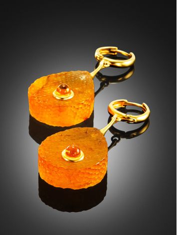 Textured Amber Drop Earrings, image , picture 2