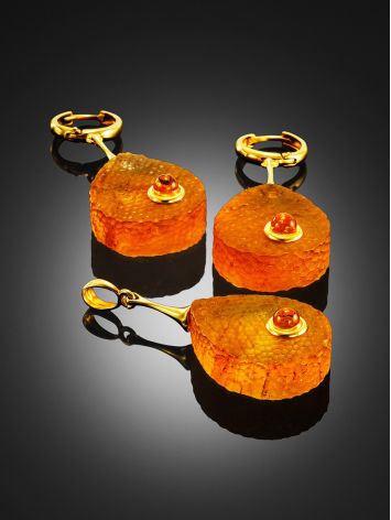 Textured Amber Drop Earrings, image , picture 6
