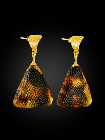 Triangle Earrings With Textured Amber, image , picture 3