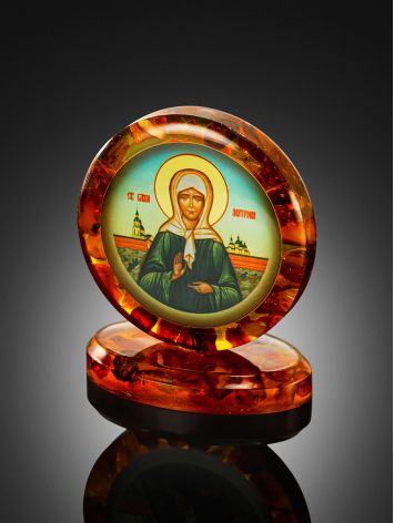 Икона на подставке с янтарём «Святая Блаженная Матрона Московская», image , picture 2