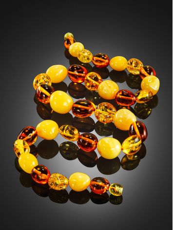 Boho Chic Style Amber Beaded Necklace, image , picture 2