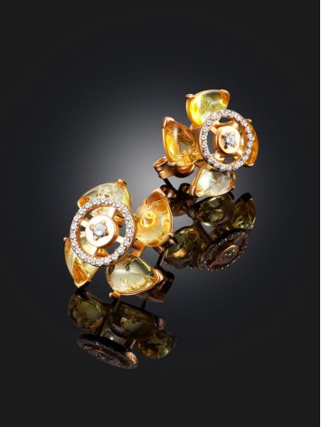 Classy Amber Studs With Crystals, image , picture 2
