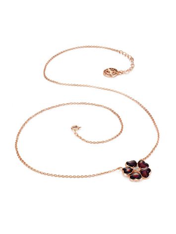 Floral Motif Chain Necklace With Amber, image , picture 3