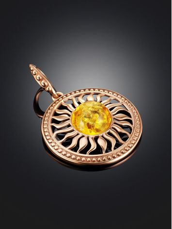 Sun Motif Pendant With Lemon Amber Centerstone, image , picture 2