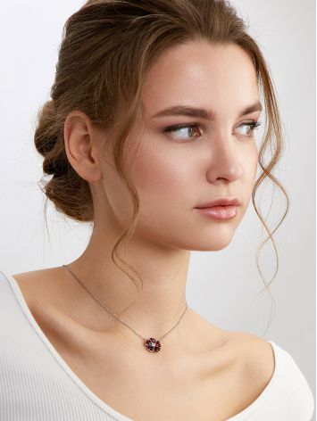 Chain Necklace With Amber Flower Pendant, image , picture 3