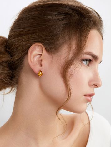 Lustrous Lemon Amber Earrings, image , picture 3