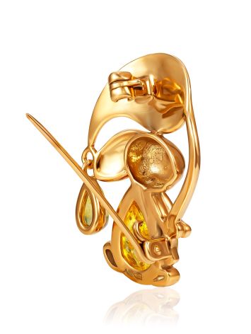 Cute Gilded Rabbit Brooch With Natural Amber, image , picture 6