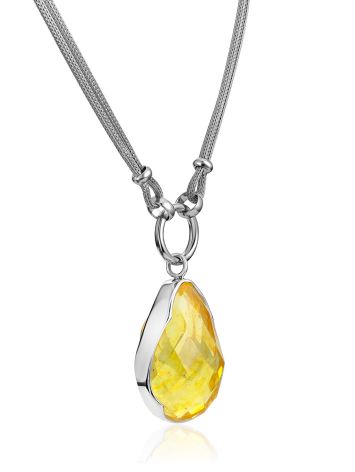 Gorgeous Necklace With Amber Drop Shaped Pendant, image , picture 4