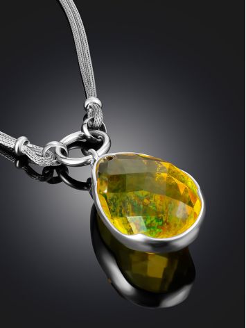 Gorgeous Necklace With Amber Drop Shaped Pendant, image , picture 2
