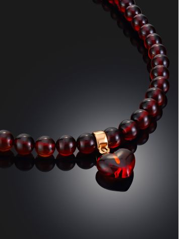 Chic Amber Choker Necklace With Heart Pendant, image , picture 2