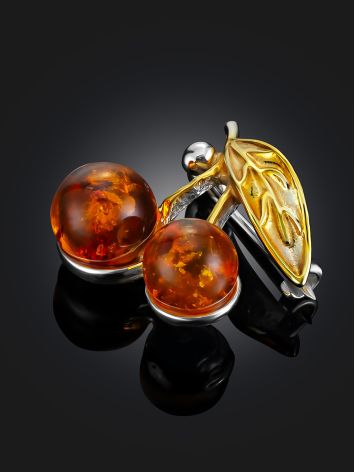Tiny Amber Cherry Brooch, image , picture 2