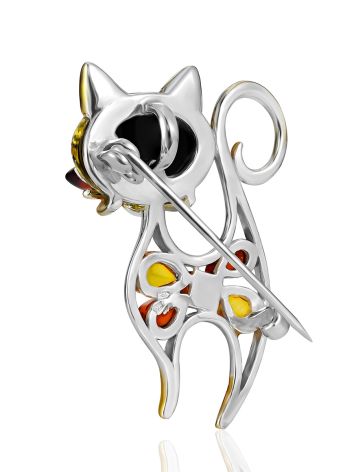 Chic Multicolor Amber Cat Brooch, image , picture 3