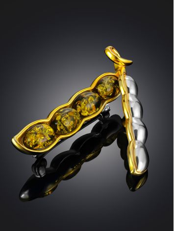 Designer Amber Pea Pod Brooch, image , picture 2