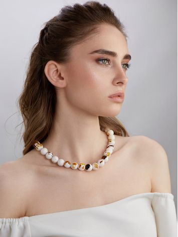 Stunning Mosaic Amber Beaded Necklace, image , picture 4