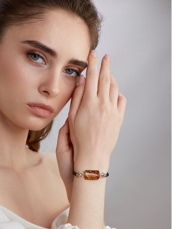 Designer Unisex Bracelet With Natural Amber Centerstone, image , picture 3