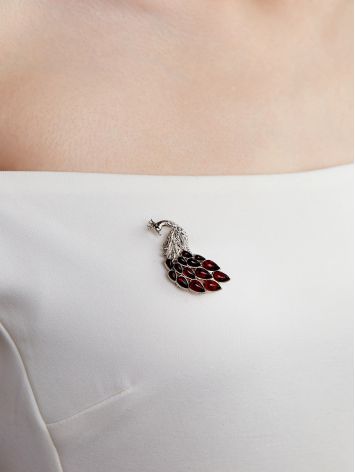 Amber Peacock Brooch, image , picture 4
