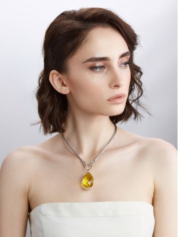 Gorgeous Necklace With Amber Drop Shaped Pendant, image , picture 3
