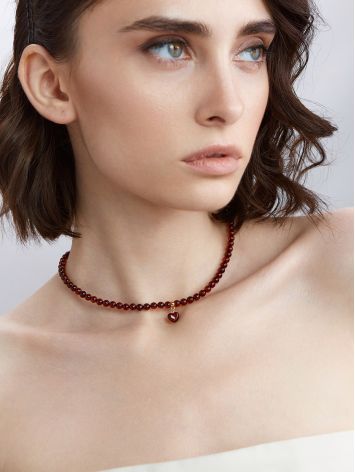 Chic Amber Choker Necklace With Heart Pendant, image , picture 4