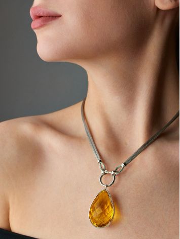 Gorgeous Necklace With Amber Drop Shaped Pendant, image , picture 5