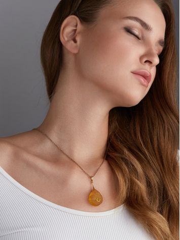 Textured Amber Drop Pendant, image , picture 3