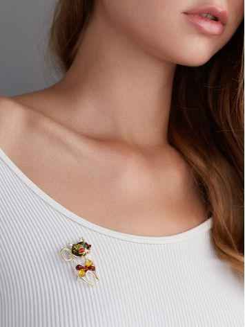 Chic Multicolor Amber Cat Brooch, image , picture 4