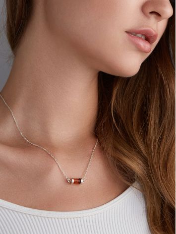 Stylish Chain Necklace With Amber Bar Detail, image , picture 4