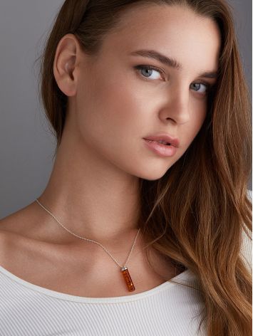 Chain Necklace With Amber Bar Pendant, image , picture 4