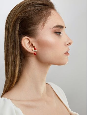 Designer Stud Earrings With Amber And Crystals, image , picture 3