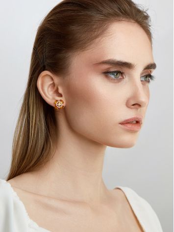 Classy Amber Studs With Crystals, image , picture 3