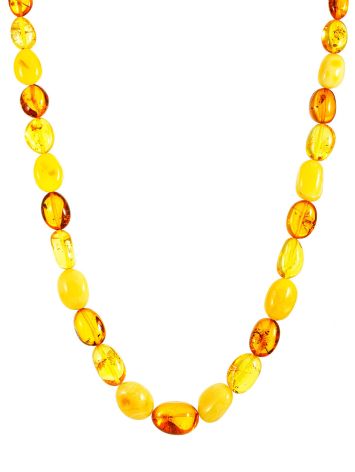 Glossy Amber Beaded Necklace, image 