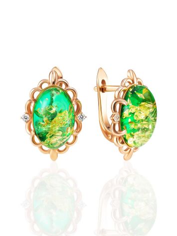 Bright Green Amber Earrings, image 