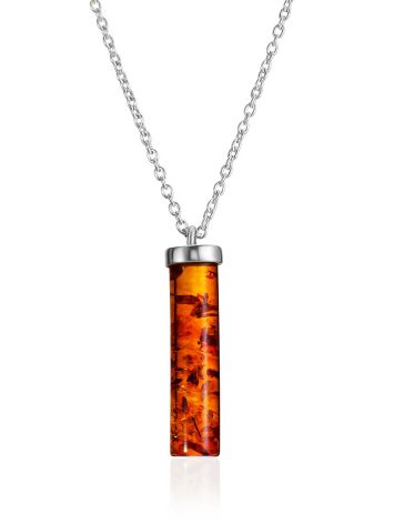 Chain Necklace With Amber Bar Pendant, image 