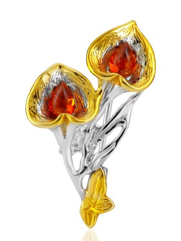 Amber Calla Lily Brooch, image 