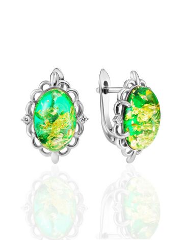 Refined Green Amber Earrings, image 