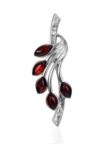 Peacock Tail Motif Amber Pendant, image 