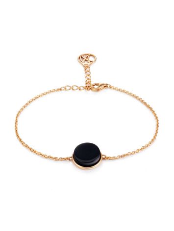 Lightweight Chain Bracelet With Black Amber, image 