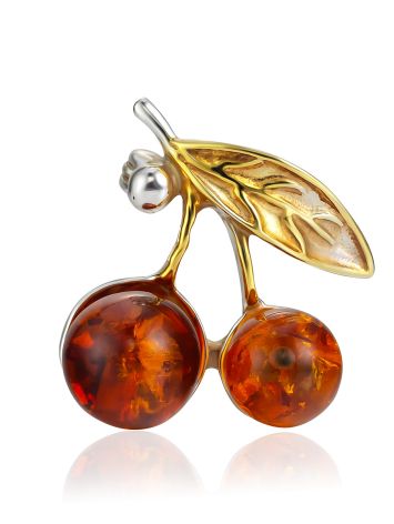 Tiny Amber Cherry Brooch, image 