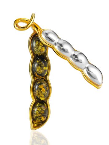 Designer Amber Pea Pod Brooch, image 
