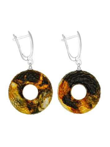 Geometric Earrings With Textured Amber, image 