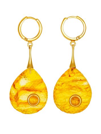 Textured Amber Drop Earrings, image 